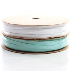 1/8" satin ribbon 5 White and 5 Aqua 100 Yd total